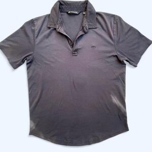 Travis Mathew Charcoal stripes Polo Shirt golf dadcore